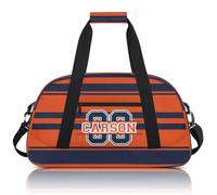 BAGHONEY Gym Sports Bag for Men, Personalised Name Waterproof Travel Duffle Bag with Shoulder Strap, Carry on Weekend Overnight Bags Dark Blue Orange