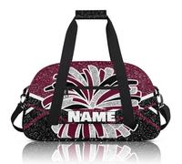 BAGHONEY Personalised Cheer Duffle Bag for Cheerleading Team Travel Overnight Weekender Bag for Cheerleaders, Maroon Black Sports Dance Training Carry on Bags