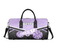 BAGHONEY Personalised Cheer Duffle Bag with Name Cheerleader Lightweight Training Gym Bags for Sport Dance Travel Carry On Weekend Bag for Women Men Light Purple Black Gifts