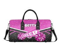 BAGHONEY Personalised Cheer Duffle Bag with Name Cheerleader Lightweight Training Gym Bags for Sport Dance Travel Carry On Weekend Bag for Women Men Pink Gifts