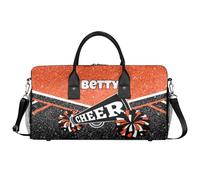 BAGHONEY Personalised Cheer Duffle Bag with Name Cheerleader Lightweight Training Gym Bags for Sport Dance Travel Carry On Weekend Bag for Women Men Orange Gifts