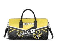 BAGHONEY Personalised Cheer Duffle Bag with Name Cheerleader Lightweight Training Gym Bags for Sport Dance Travel Carry On Weekend Bag for Women Men Yellow Gifts