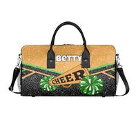 BAGHONEY Personalised Cheer Duffle Bag with Name Cheerleader Lightweight Training Gym Bags for Sport Dance Travel Carry On Weekend Bag for Women Men Orange Green Black Gifts