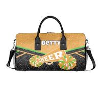 BAGHONEY Personalised Cheer Duffle Bag with Name Cheerleader Lightweight Training Gym Bags for Sport Dance Travel Carry On Weekend Bag for Women Men Orange Black Gifts