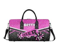 BAGHONEY Personalised Cheer Duffle Bag with Name Cheerleader Lightweight Training Gym Bags for Sport Dance Travel Carry On Weekend Bag for Women Men Pink Black Gifts