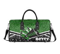 BAGHONEY Personalised Cheer Duffle Bag with Name Green Black Cheerleader Lightweight Training Gym Bags for Sport Dance Travel Carry On Weekend Bag for Women Men Gifts