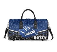 BAGHONEY Personalised Cheer Duffle Bag with Name Navy Blue Cheerleader Lightweight Training Gym Bags for Sport Dance Travel Carry On Weekend Bag for Women Men Gifts