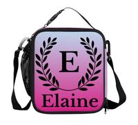 BAGHONEY Personalised Flower Lunch Bags Custom Initials Name Insulated Lunch Box Leakproof Reusable Portable Cooler Tote Bag for Picnic Travel