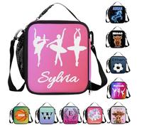 BAGHONEY Personalised Insulated Lunch Bag, Ballerina Dance Portable Lunch Box Reusable Leakproof Tote Bag with Side Mesh Pocket
