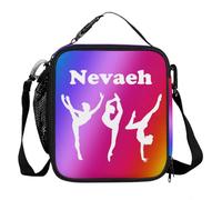 BAGHONEY Personalised Insulated Lunch Bag, Gymnastics Dance Portable Lunch Box Reusable Leakproof Tote Bag with Side Mesh Pocket