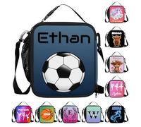 BAGHONEY Personalised Lunch Bags Custom Name Football Insulated Lunch Box Leakproof Reusable Portable Cooler Tote Bag for Picnic Travel