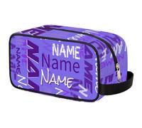 BAGHONEY Personalised Makeup Bag Customised Travel Portable Toiletry Pouch with Name Cosmetic Organizer for Women Indigo