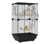 BAGHPBM 24.8 Inch Bird Cage,Parakeet Cage with Ladder,Swing,Perch,2 Feeders,Small to Medium Birds Cage for Cockatiels, Lovebirds,Parrot (Black)