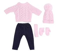 Bagima Simulation Doll Clothes, Dolls Sweater Pants Hats Scarf Gloves Accessories Newborn Simulation Doll Outfit Clothes (Q18-786 Light pink sweater 43cm Shafu doll)