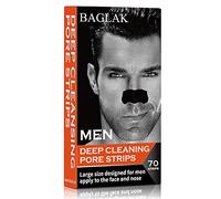 BAGLAK Men Blackhead Remover Pore Strips (70 Count) -Charcoal Nose Strips for Blackhead Removal - Large Size For Nose+Face