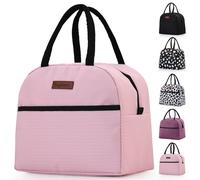 Baglemon Insulated Lunch Bag for Women Men, Lunch Containers Reusable High Capacity Lunch Tote Bags for Work Picnic (Pink)