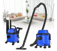 Bagless Cylinder Vacuum Cleaners, Wet and Dry Vacuum Cleaner, Powerful Floor & Carpet Vacuum & Car Vac, 15L Canister, 4 Castors Easily Movable, with 2-in-1 Short Nozzle, Floor Brush & Extension Rods