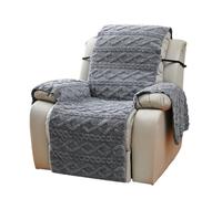 BagLEv Luxury Plush Large Width Recliner cover massage chair thick double-sided jacquard plus velvet sofa cover (GRAY)