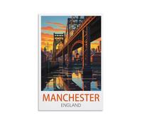 BAgLev Manchester England Vintage Travel Posters 08x12inch(20x30cm) Canvas Art Poster And Wall Art Picture Print Modern Family Bedroom Decor Posters