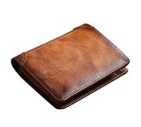 BagLEved Wallets for Men,Blocking Waterproof Durable Genuine Leather Wallet,Men's Soft and Secure Leather Wallet with RFID Blocking, Card Slots, ID Window and Coin Pocket (Brown)