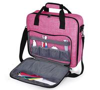 BAGLHER Cross Stitch & Embroidery Organizer Bag - Large Portable Project Storage with 3 Compartments, Travel Friendly Carrying Case for 11.2" Hoops, Threads, Supplies (Pink)