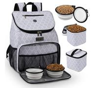 BAGLHER Dog Travel Bag, Airline Approved Backpack, Dog Travel Backpack with 2 Silicone Collapsible Bowls and 2 Food Baskets.