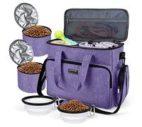 BAGLHER Dog Travel Bag, Airline Approved Pet Tote Organizer with Multi-Function Pockets, 2 X Food Storage Containers and 2 X Collapsible Dog Bowls, Perfect Weekend Pet Travel Set for Dog, Cat