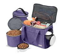 BAGLHER Dog Travel Bag Backpack Pet Supplies Backpack 5-Piece Set with Shoulder Strap 2 Lined Pet Food Containers 4 Foldable Feeding Bowls Essential Kit for Pet Travel