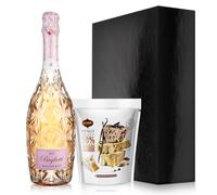 Baglietti No.5 Sparkling Moscato Rosé Wine Gift Set 750ml & Achva Mini Halva Assortment 215g - Premium Sweet Sesame Snack & Elegant Bubbly Pair - Fancy Boxed Wine for Holidays & Special Occasions