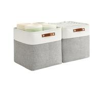 Bagnizer 2PCS Foldable Storage Baskets for Shelves Closet Fabric Cube 33CM Organizer Box Bins with Handles Waterproof Canvas Box for Clothes, Pet Toys, Office Products, Bedroom Grey & White