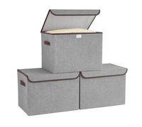 Bagnizer Large Collapsible Storage Baskets with Lids & Handles 3PCS