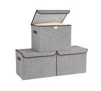 Bagnizer Medium Collapsible Storage Baskets Foldable with Lids 3PCS
