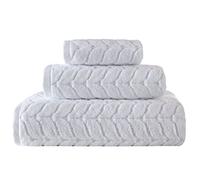 BAGNO MILANO 100% Turkish Cotton Jacquard Luxury Towel Set - Quick Dry Non-GMO Ultra-Soft, Plush and Absorbent Luxury Durable Turkish Towels Set (White, 3 pcs Towel Set)