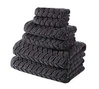BAGNO MILANO 100% Turkish Cotton Jacquard Luxury Towel Set - Quick Dry Non-GMO Ultra-Soft, Plush and Absorbent Luxury Durable Turkish Towels Set (Charcoal, 6 pcs Towel Set)
