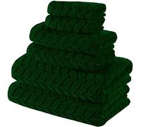 BAGNO MILANO Turkish Bath Towels, Soft Plush Jacquard Luxury Bath Towels, Quick Dry Towel Set (Royal Green, 6 pcs Towel Set)