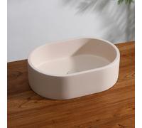 BAGNOLUSSO Chloe 16"L x 11"W x 5"H Over the Counter Concrete Oval Vessel Bathroom Sink in Soft Beige