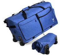 Bago Rolling Duffle Bag with Wheels - 27" 80L Foldable Weekender Bag, Waterproof Travel Duffel Bag, Heavy Duty Lightweight Duffle Bag for Traveling, Rolling Duffel Bag with Wheels (SnowDepBlue)