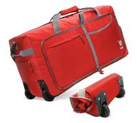 Bago Rolling Duffle Bag with Wheels - 27" 80L Foldable Weekender Bag, Waterproof Travel Duffel Bag, Heavy Duty Lightweight Duffle Bag for Traveling, Rolling Duffel Bag with Wheels (Red)