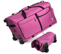 Bago Rolling Duffle Bag with Wheels - 27" 80L Foldable Weekender Bag, Waterproof Travel Duffel Bag, Heavy Duty Lightweight Duffle Bag for Traveling, Rolling Duffel Bag with Wheels (SnowPink)