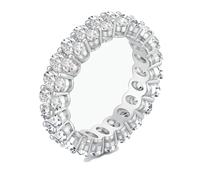 BAGOLIKA Eternity Ring for Women 925 Sterling Silve Wedding Band Round/Oval/Emerald Cut Anniversary Engagement Stackable Rings Size 5-10, Cubic Zirconia