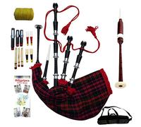 Bagpipe for Beginners Full Size Various Tartan Air Bag Cover Beautiful Black & Natural Finish- Practice chanter- Cane Reeds Drone- Great Highland Bagpipes (MacDonald Tartan Black)