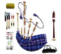 Bagpipe for Beginners Full Size Various Tartan Air Bag Cover Beautiful Black & Natural Finish- Practice chanter- Cane Reeds Drone- Great Highland Bagpipes (Pride of Scotland Tartan Natural Finish)