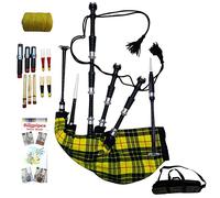 Bagpipe for Beginners Full Size Various Tartan Air Bag Cover Beautiful Black & Natural Finish- Practice chanter- Cane Reeds Drone- Great Highland Bagpipes (Macleod of Lewis Tartan Black)