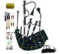 Bagpipe for Beginners Full Size Various Tartan Air Bag Cover Beautiful Black & Natural Finish- Practice chanter- Cane Reeds Drone- Great Highland Bagpipes (Gordon Tartan Black)