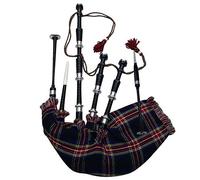 Bagpipes Full Size for Beginners and adults with Beautiful Black Finish- Practice chanter with Accessories- Bag Pipe Adult (Black STEWART Tartan)