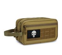 BAGROUPS Toiletry Bag for Travel Men and Women Waterproof Military Tool Bag EDC Oxford Molle Bags Makeup Bag with Wet Pocket Travel Shower Bags for Hiking Camping, Khaki