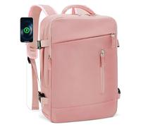 BAGROUPS Travel Backpack Hand Luggage Aeroplane 40 x 30 x 15 British Airways Air France Business Backpack Travel Bag for Men Women with Shoe Compartment with USB Port 15.6 Inch Laptop Backpack, pink