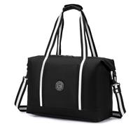 BAGROUPS Travel Bag 45x36x20 for Easyjet 32L Foldable Carry-on Luggage Cabin Waterproof Gym Bag Man Woman Weekend Bags for Sport, Business, Travel, Hospital, Black/White