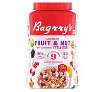 Bagrry's Crispy Cereal with 30% Fruit and Nut Cranberries 1kg Jar, 34% Fiber-rich Oats, Sugar Infused Fruit, Real Fruit, Breakfast Cereals, High Protein Cranberry Cereal