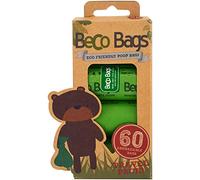 Beco Dog Poop Bags Rolls - Strong & Large - 60 Bags (4 Rolls of 15) Unscented, Dispenser Compatible for Dog Waste